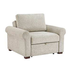 Vasselle Microfiber Convertible Chair with Pull-out Bed, Click Motion Back and Two Roll Arms