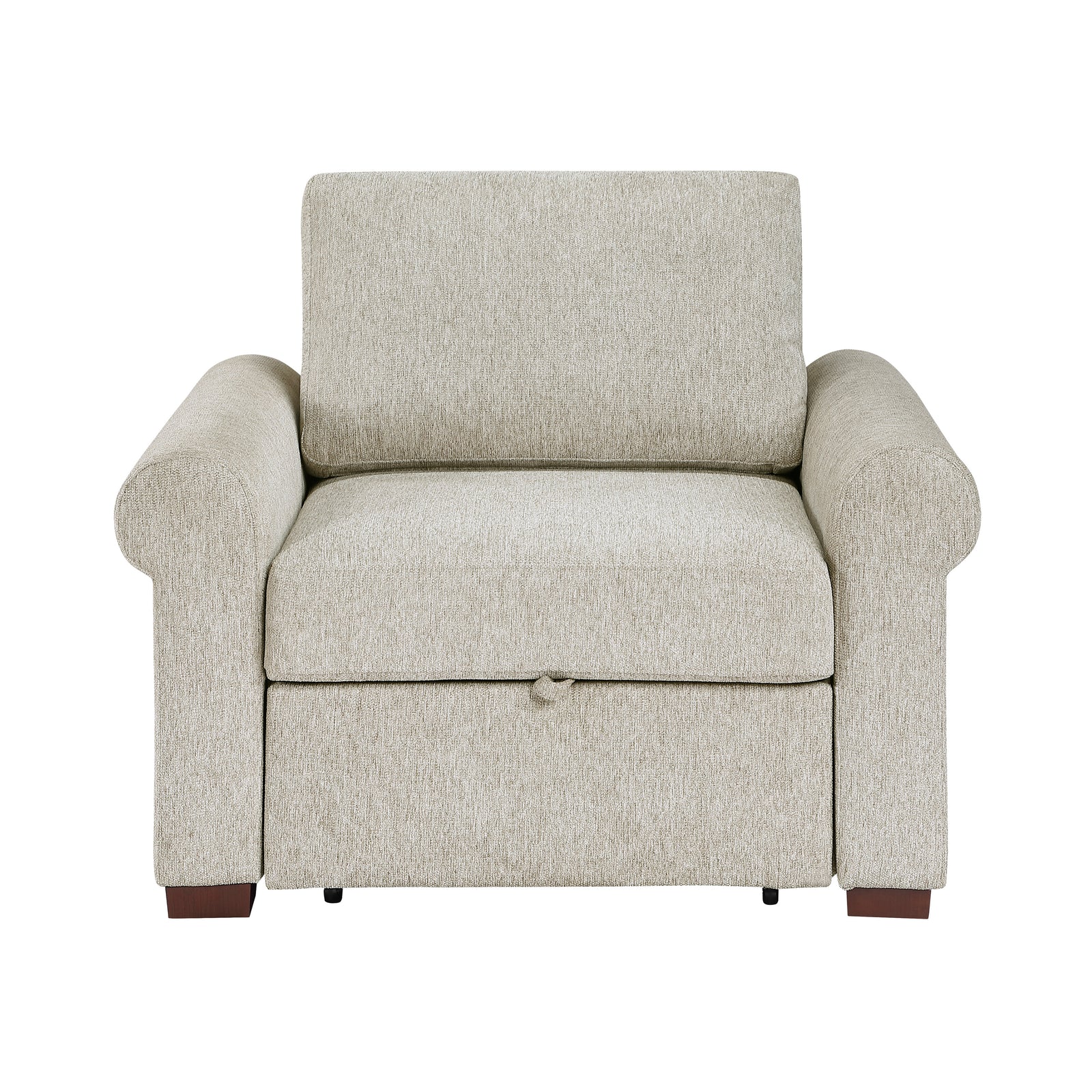 Vasselle Microfiber Convertible Chair with Pull-out Bed, Click Motion Back and Two Roll Arms