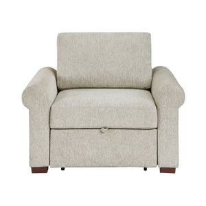 Vasselle Microfiber Convertible Chair with Pull-out Bed, Click Motion Back and Two Roll Arms