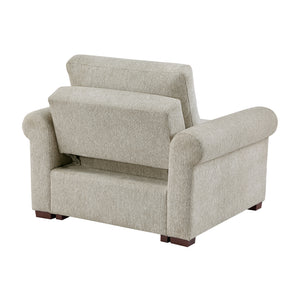 Vasselle Microfiber Convertible Chair with Pull-out Bed, Click Motion Back and Two Roll Arms