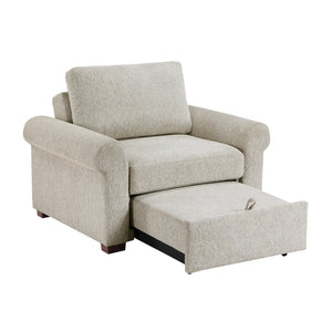 Vasselle Microfiber Convertible Chair with Pull-out Bed, Click Motion Back and Two Roll Arms