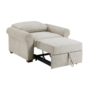 Vasselle Microfiber Convertible Chair with Pull-out Bed, Click Motion Back and Two Roll Arms