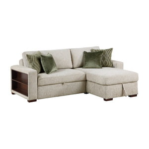Vasselle Microfiber 2-Piece Sectional with Reversible Chaise, Pull-out Bed and Hidden Storage, Click Motion Back