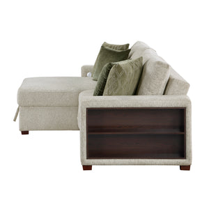 Vasselle Microfiber 2-Piece Sectional with Reversible Chaise, Pull-out Bed and Hidden Storage, Click Motion Back