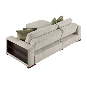Vasselle Microfiber 2-Piece Sectional with Reversible Chaise, Pull-out Bed and Hidden Storage, Click Motion Back