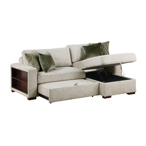 Vasselle Microfiber 2-Piece Sectional with Reversible Chaise, Pull-out Bed and Hidden Storage, Click Motion Back