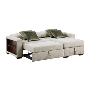Vasselle Microfiber 2-Piece Sectional with Reversible Chaise, Pull-out Bed and Hidden Storage, Click Motion Back