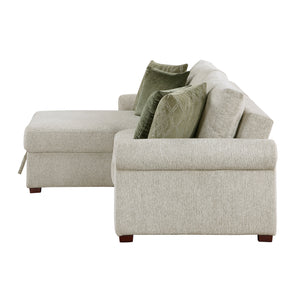 Vasselle Microfiber 2-Piece Sectional with Reversible Chaise, Pull-out Bed and Hidden Storage, Click Motion Back