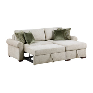Vasselle Microfiber 2-Piece Sectional with Reversible Chaise, Pull-out Bed and Hidden Storage, Click Motion Back