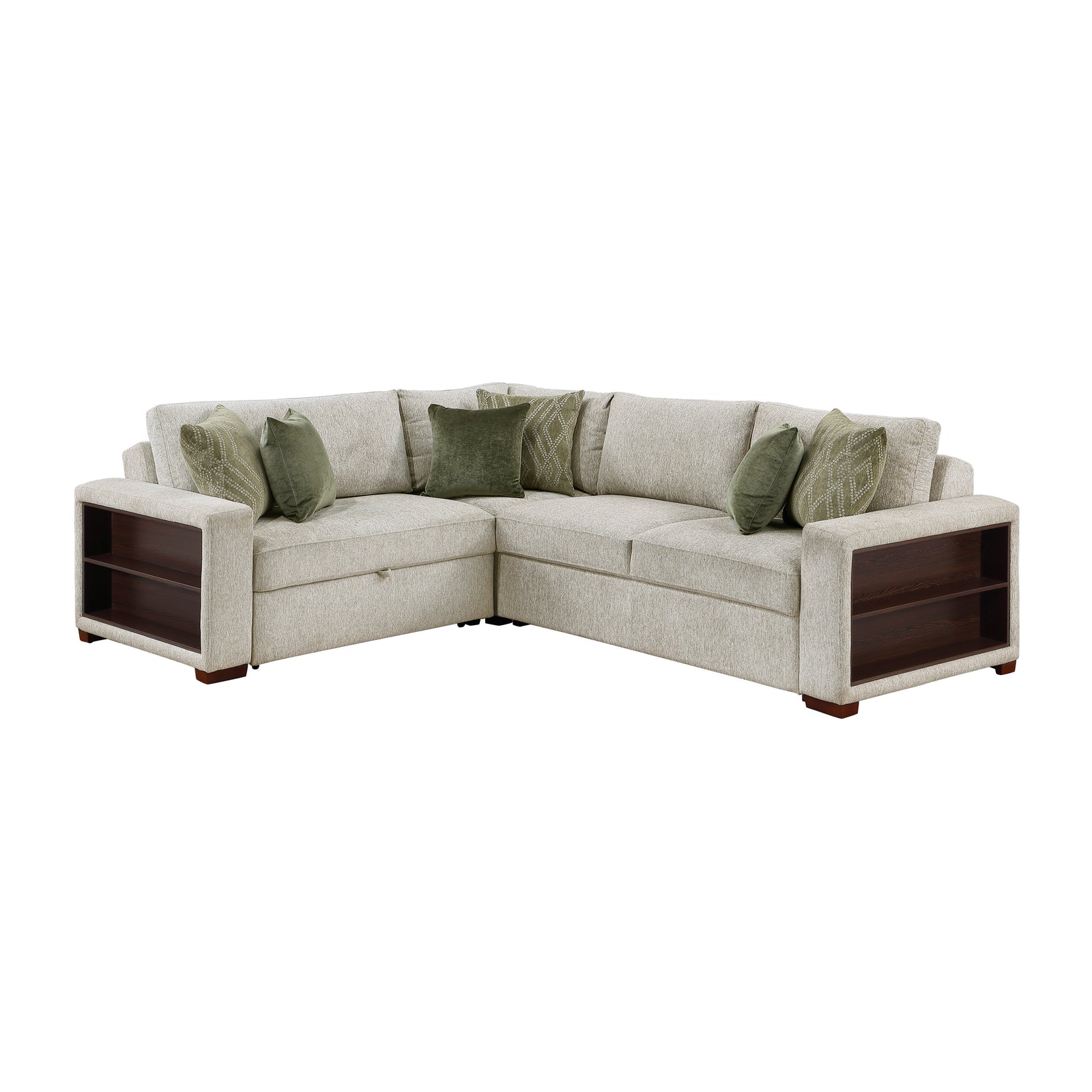 Vasselle Microfiber 3-Piece Sectional with Pull-out Bed and Click Motion Back