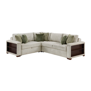 Vasselle Microfiber 3-Piece Sectional with Pull-out Bed and Click Motion Back
