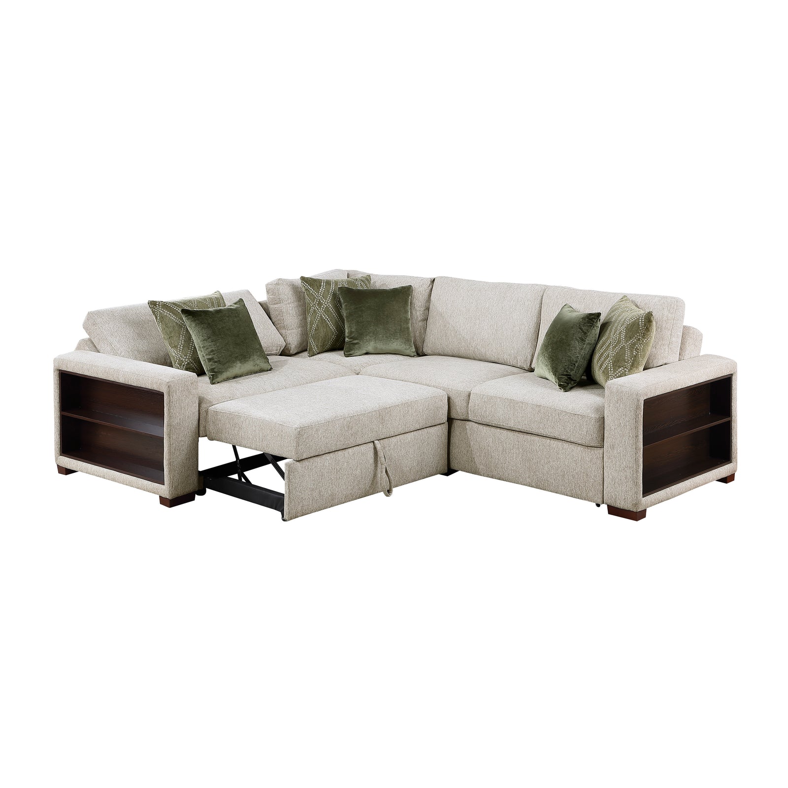 Vasselle Microfiber 3-Piece Sectional with Pull-out Bed and Click Motion Back