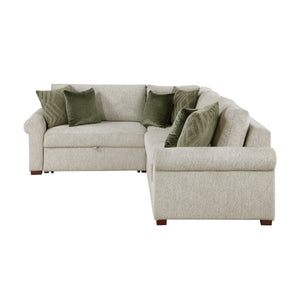 Vasselle Microfiber 3-Piece Sectional with Pull-out Bed and Click Motion Back
