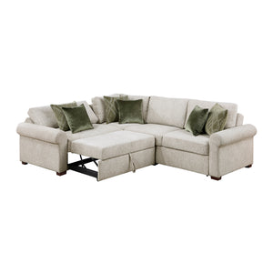 Vasselle Microfiber 3-Piece Sectional with Pull-out Bed and Click Motion Back