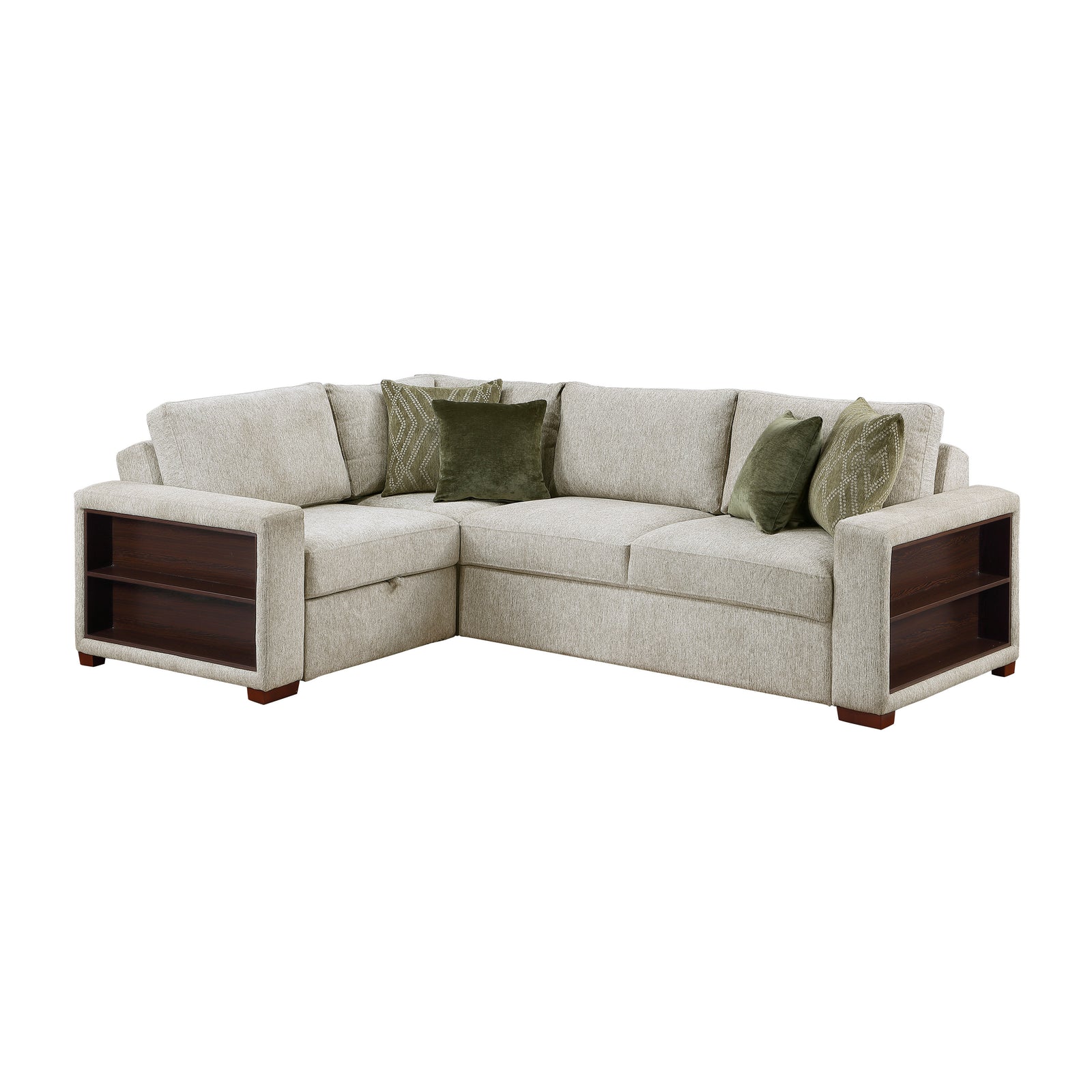Vasselle Microfiber 3-Piece Sectional with Pull-out Bed and Click Motion Back