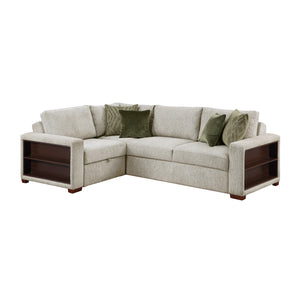 Vasselle Microfiber 3-Piece Sectional with Pull-out Bed and Click Motion Back