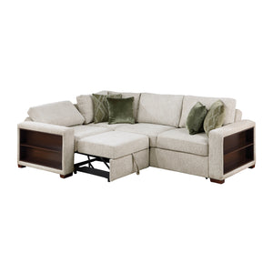 Vasselle Microfiber 3-Piece Sectional with Pull-out Bed and Click Motion Back