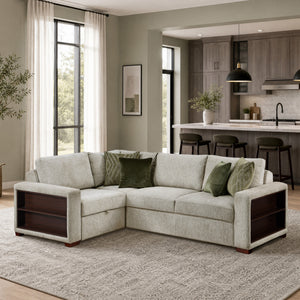 Vasselle Microfiber 3-Piece Sectional with Pull-out Bed and Click Motion Back