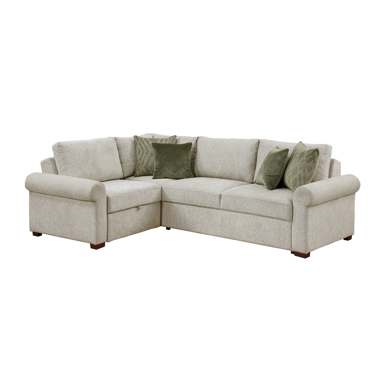 Vasselle Microfiber 3-Piece Sectional with Pull-out Bed and Click Motion Back