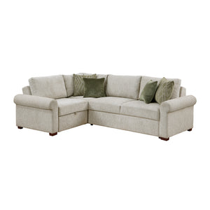 Vasselle Microfiber 3-Piece Sectional with Pull-out Bed and Click Motion Back