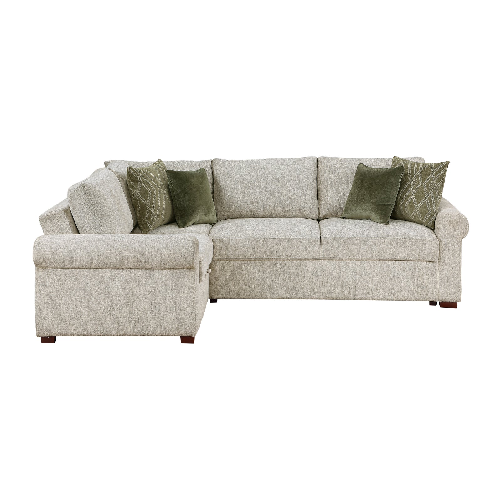 Vasselle Microfiber 3-Piece Sectional with Pull-out Bed and Click Motion Back