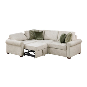 Vasselle Microfiber 3-Piece Sectional with Pull-out Bed and Click Motion Back