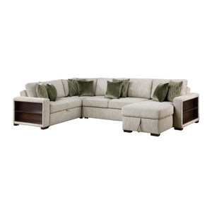 Vasselle Microfiber 4-Piece Sectional with Reversible Chaise, Pull-out Bed, Hidden Storage and Click Motion Back