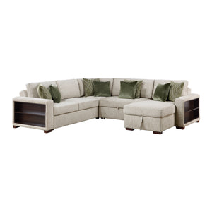 Vasselle Microfiber 4-Piece Sectional with Reversible Chaise, Pull-out Bed, Hidden Storage and Click Motion Back
