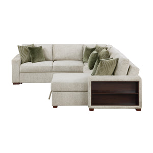 Vasselle Microfiber 4-Piece Sectional with Reversible Chaise, Pull-out Bed, Hidden Storage and Click Motion Back