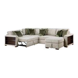 Vasselle Microfiber 4-Piece Sectional with Reversible Chaise, Pull-out Bed, Hidden Storage and Click Motion Back