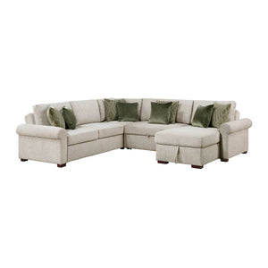 Vasselle Microfiber 4-Piece Sectional with Reversible Chaise, Pull-out Bed, Hidden Storage and Click Motion Back