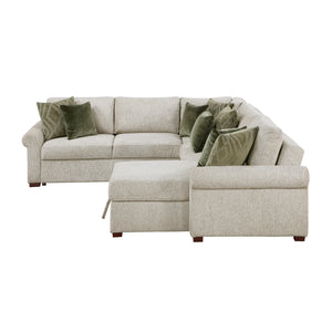 Vasselle Microfiber 4-Piece Sectional with Reversible Chaise, Pull-out Bed, Hidden Storage and Click Motion Back
