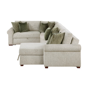 Vasselle Microfiber 4-Piece Sectional with Reversible Chaise, Pull-out Bed, Hidden Storage and Click Motion Back