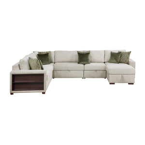 Vasselle Microfiber 5-Piece Sectional with Reversible Chaise, Pull-out Bed, Hidden Storage and Click Motion Back