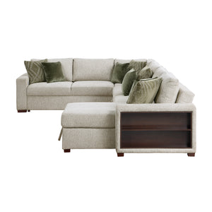 Vasselle Microfiber 5-Piece Sectional with Reversible Chaise, Pull-out Bed, Hidden Storage and Click Motion Back
