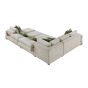 Vasselle Microfiber 5-Piece Sectional with Reversible Chaise, Pull-out Bed, Hidden Storage and Click Motion Back