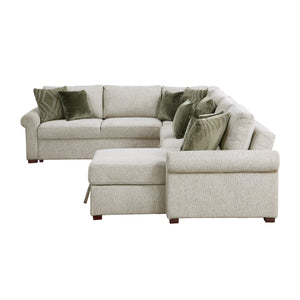 Vasselle Microfiber 5-Piece Sectional with Reversible Chaise, Pull-out Bed, Hidden Storage and Click Motion Back