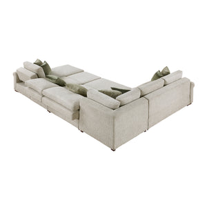 Vasselle Microfiber 5-Piece Sectional with Reversible Chaise, Pull-out Bed, Hidden Storage and Click Motion Back