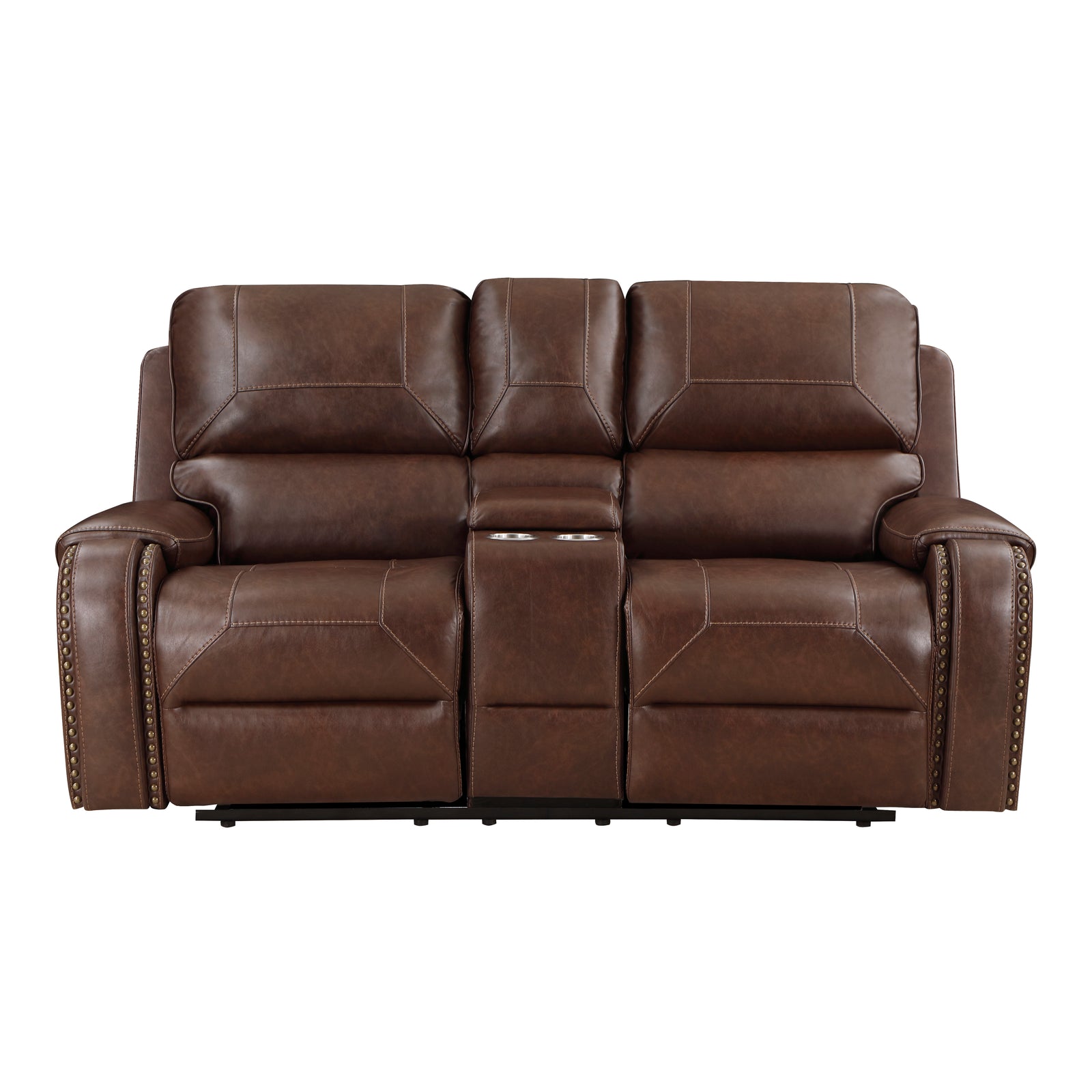 Ashton Breathable Faux Leather Manual Double Glider Reclining Loveseat