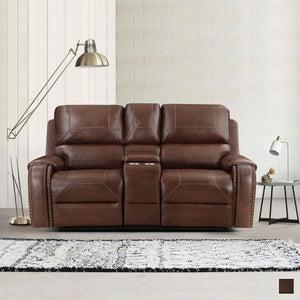 Ashton Breathable Faux Leather Manual Double Glider Reclining Loveseat