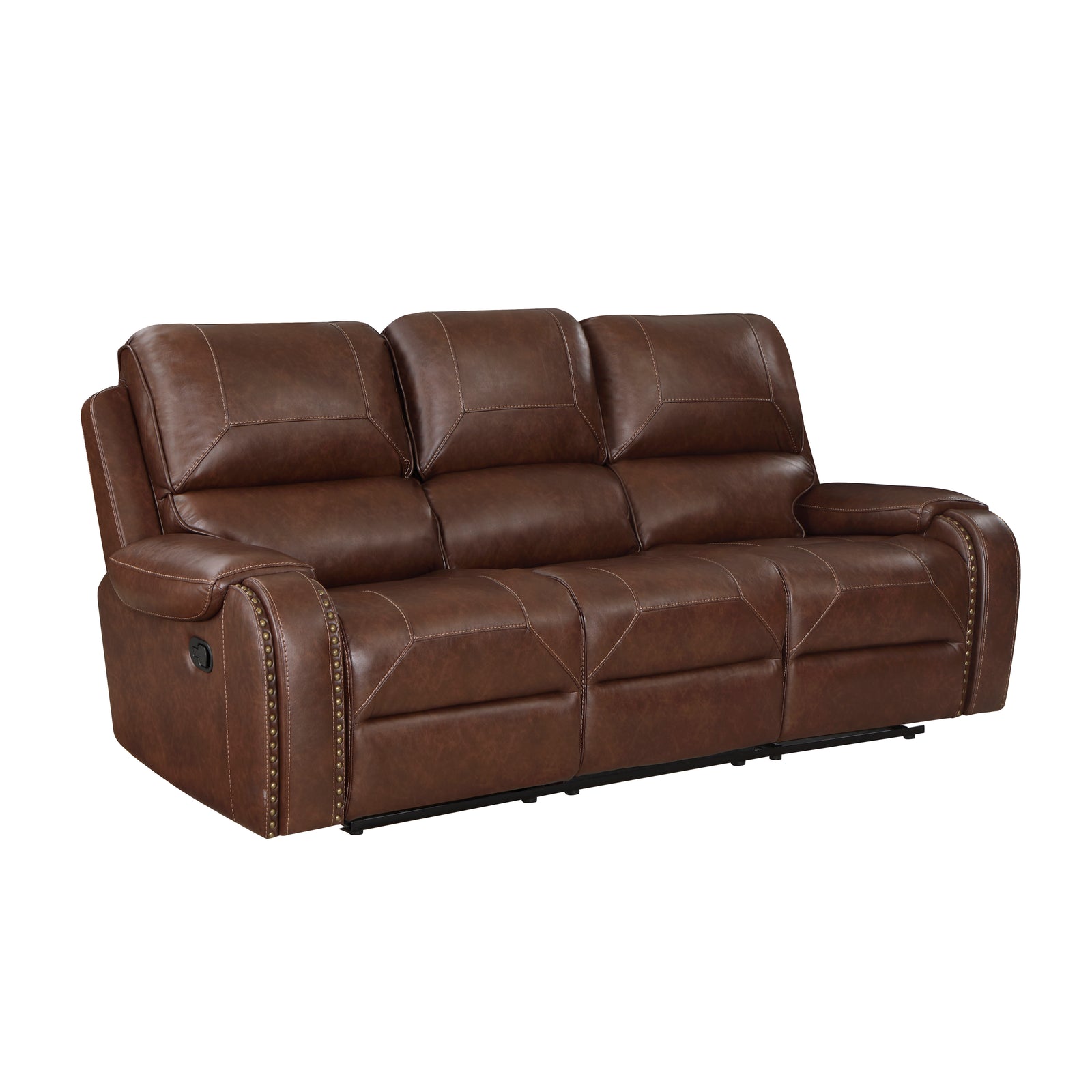 Ashton Breathable Faux Leather Manual Double Reclining Sofa