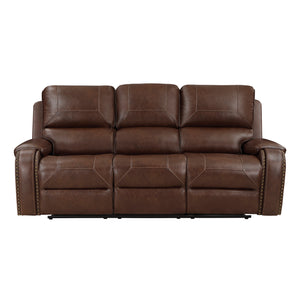 Ashton Breathable Faux Leather Manual Double Reclining Sofa