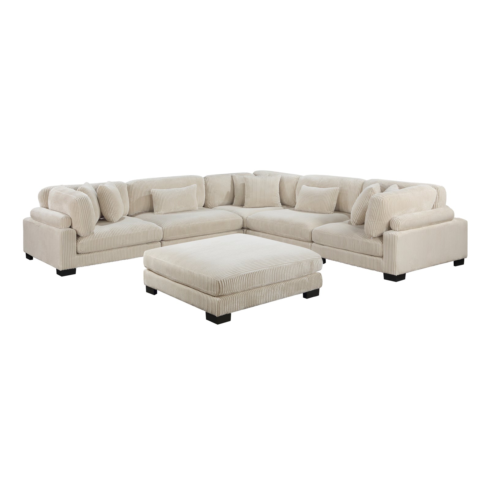 Braidy Corduroy 6-Piece Modular Sectional Sofa with Ottoman
