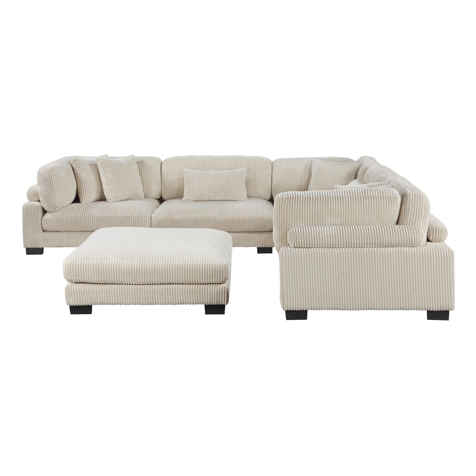 Braidy Corduroy 6-Piece Modular Sectional Sofa with Ottoman