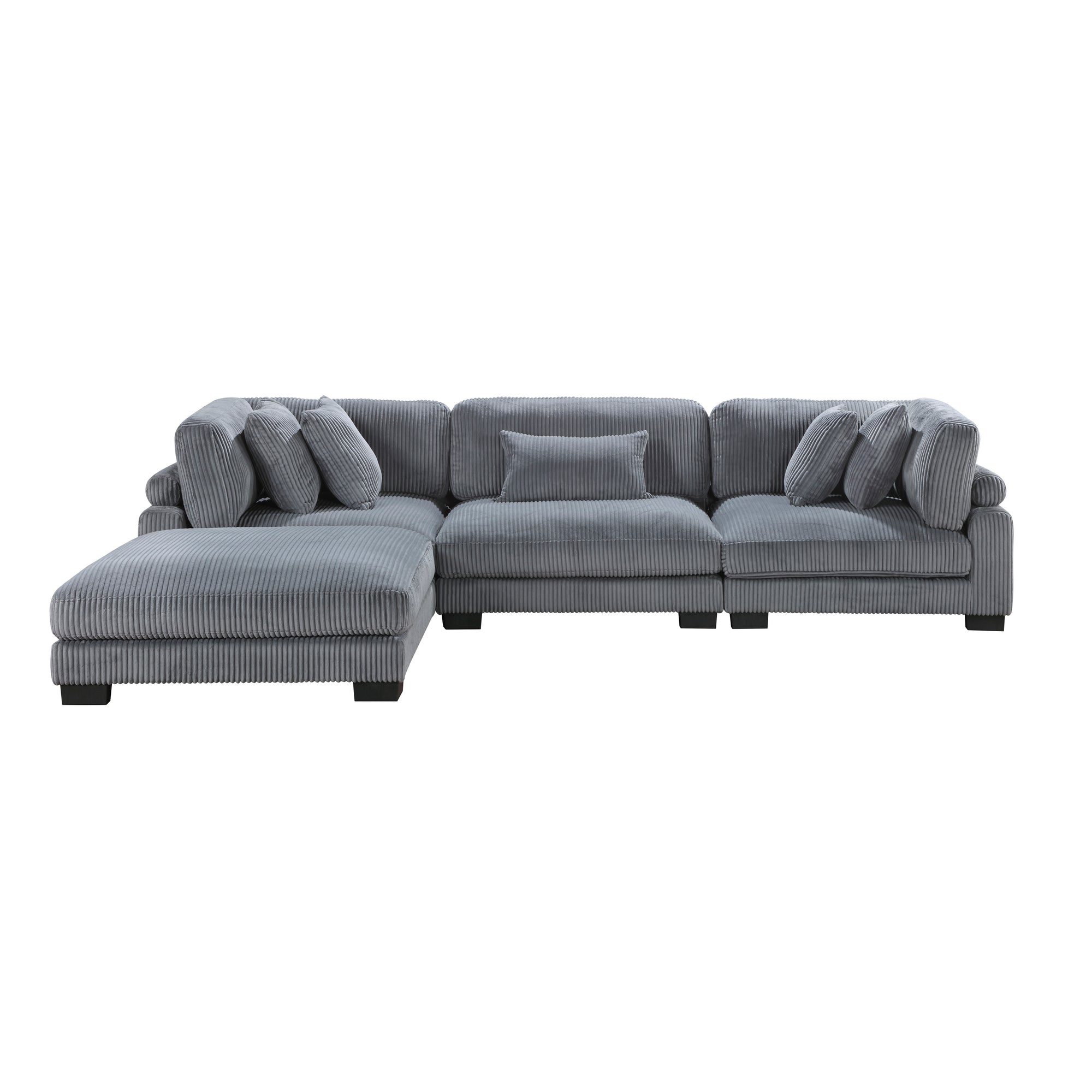 Braidy Corduroy 4-Piece Modular Sectional with Ottoman