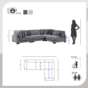 Braidy Corduroy 4-Piece Modular Sectional Sofa
