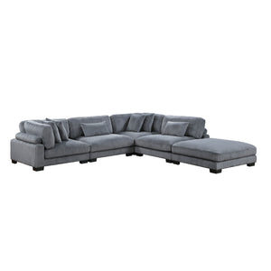 Braidy Corduroy 5-Piece Modular Sectional with Ottoman