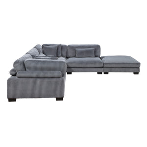 Braidy Corduroy 5-Piece Modular Sectional with Ottoman