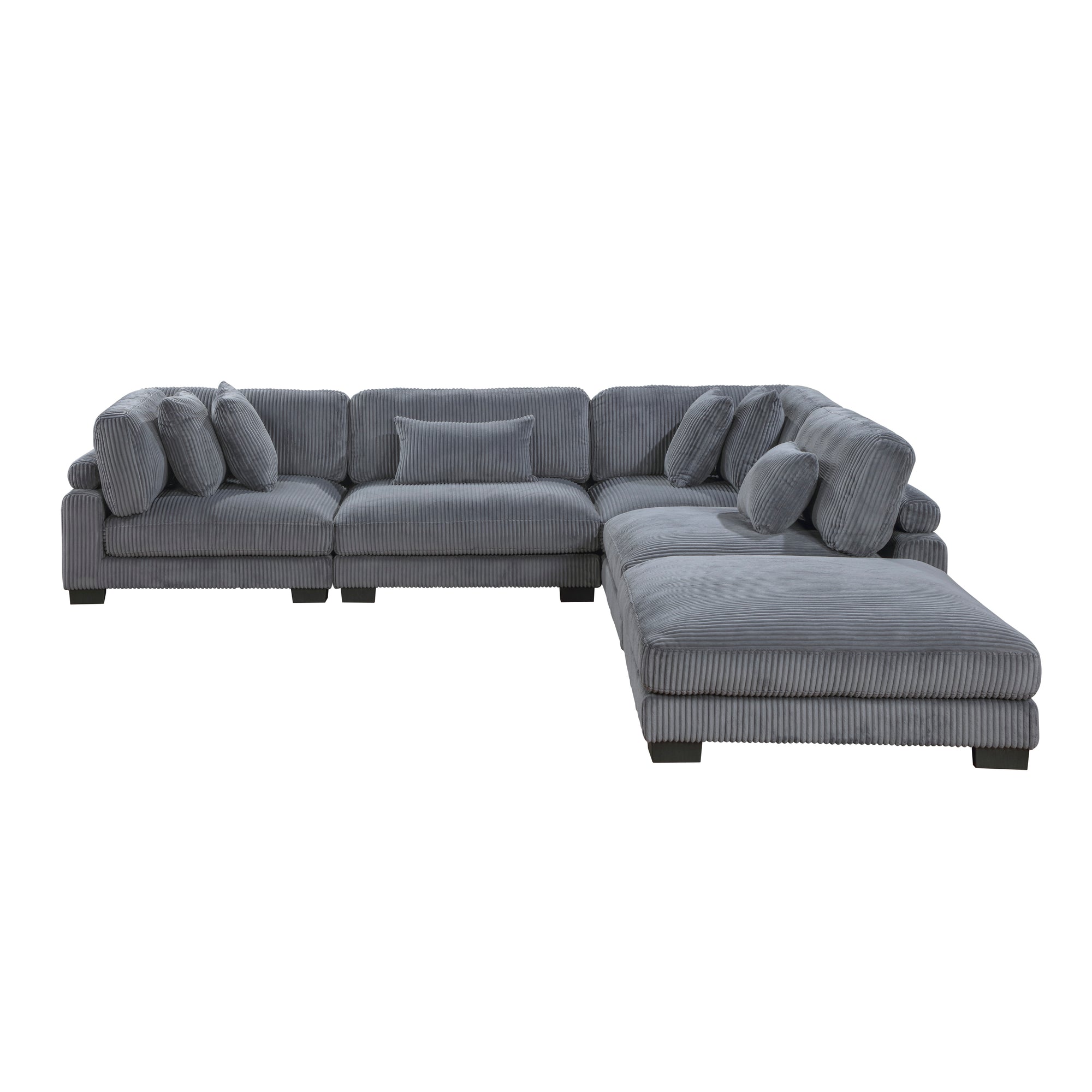 Braidy Corduroy 5-Piece Modular Sectional with Ottoman