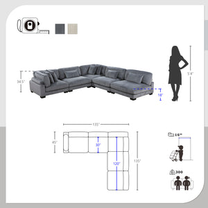 Braidy Corduroy 5-Piece Modular Sectional Sofa